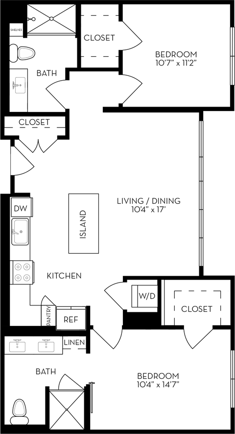 a floor plan of a small house with a kitchen and a living room